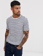 Only & Sons Stripe T-shirt In White-navy