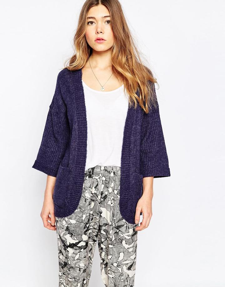 Only 3/4 Sleeve Cardigan With Front Pockets - Black