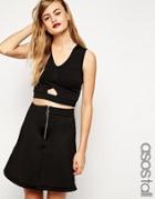 Asos Tall Exclusive Structured Crepe Top With Cut Out - Black