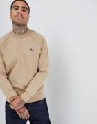 Fred Perry Interlock Jersey Crew Neck Sweat In Camel - Tan