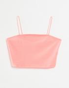 Asos Design Hourglass Ultimate Bandeau Crop With Skinny Straps In Coral-pink