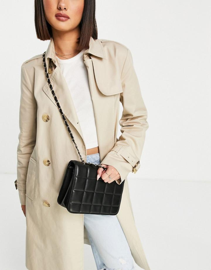 French Connection Quilted Chain Crossbody Bag In Black