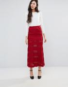 Endless Rose Lace Maxi Skirt - Red