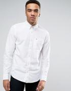 Hollister Slim Stretch Poplin Shirt Buttondown Seagull Logo In White - White