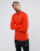 Asos Half Zip Cotton Sweater In Orange - Orange