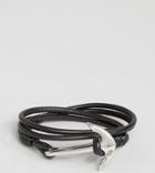 Seven London Anchor Leather Wrap Bracelet In Black Exclusive To Asos - Black