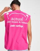 Asos Actual Oversized Tank Top With Health And Wellbeing Back Graphic In Pink