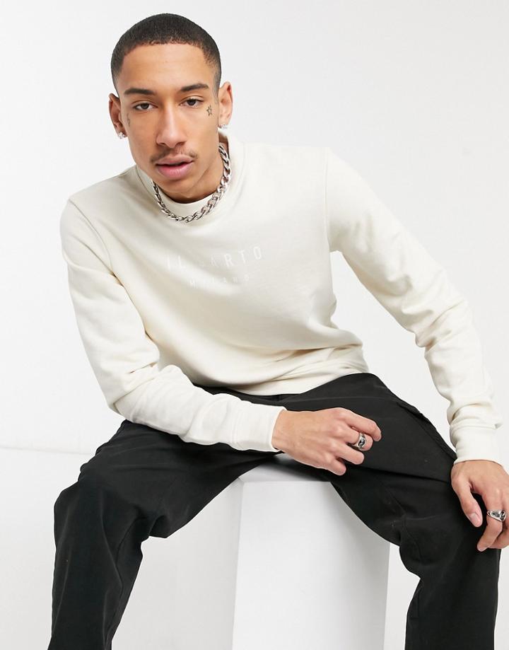 Il Sarto Logo Crew Neck Sweater In Beige-neutral