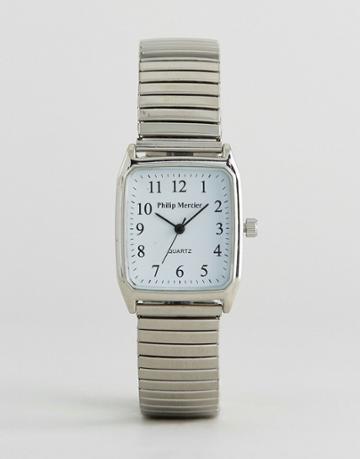 Philip Mercier Silver Bracelet Watch With Square Dial - Silver