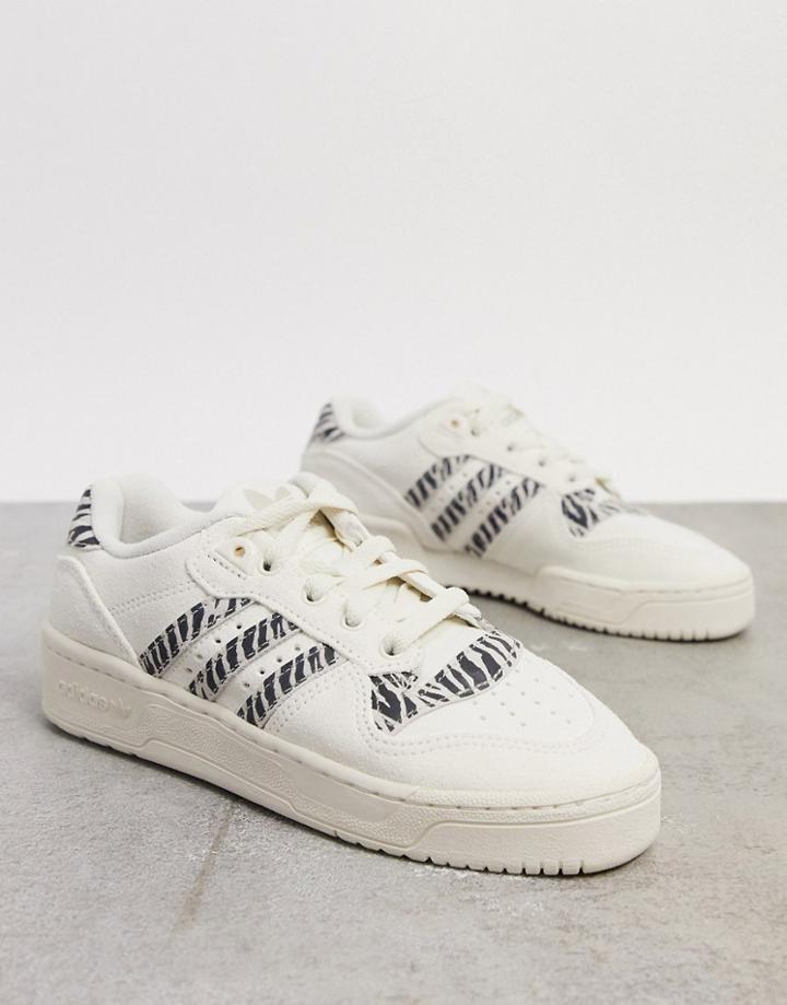 Adidas Originals Rivalry Low Sneaker In Zebra Print-white