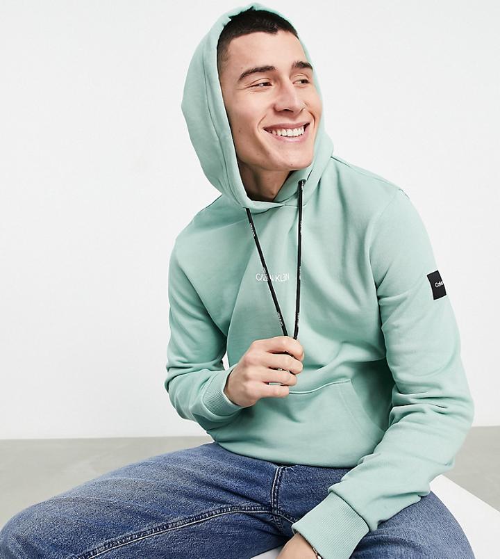 Calvin Klein Exclusive To Asos Center Logo Hoodie In Teal-green