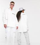 Collusion Unisex Drop Shoulder Oversized Shirt In White