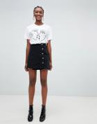 New Look Asymmetric Button Skirt - Black