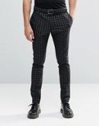 Religion Super Skinny Smart Pants In Contrast Grid Check With Stretch - Black
