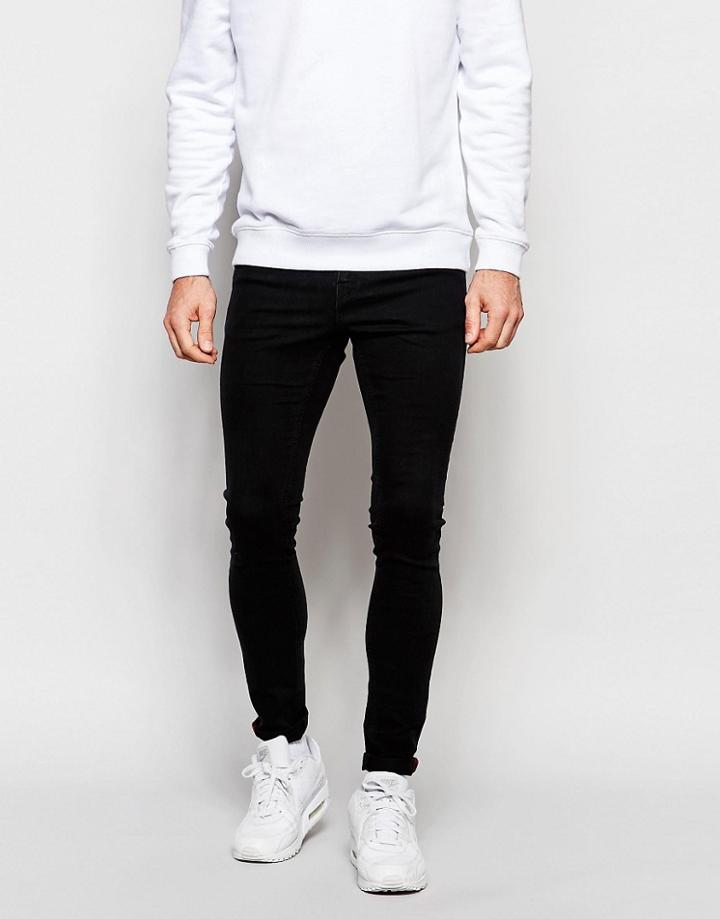 Pull & Bear Super Skinny Fit Jeans In Black - Black