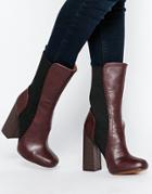 Truffle Collection Nia Heeled Mid Calf Boots - Brown Pu