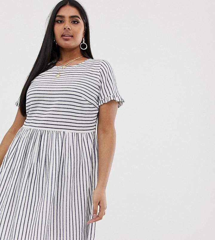 Vero Moda Curve Stripe Smock Dress-multi
