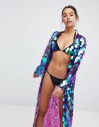 Jaded London Sequin Maxi Beach Kimono - Multi
