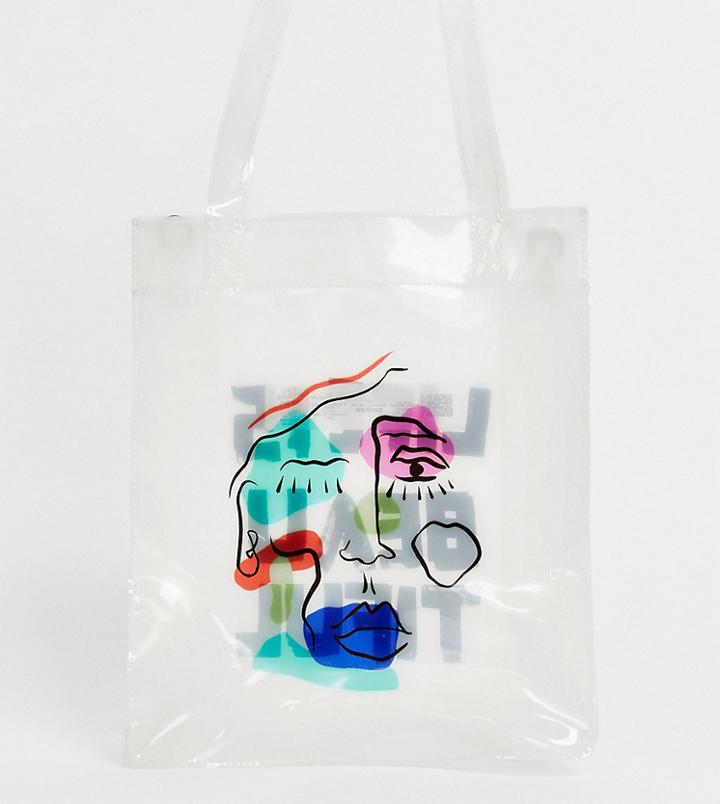 Life Is Beautiful Unisex Clear Printed Small Tote Bag - White