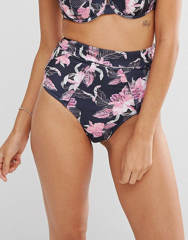 Asos Fuller Bust Exclusive Aurora Floral Print Paneled High Waist Bikini Bottom - Multi