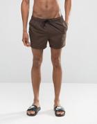 Asos Swim Shorts In Brown Short Length - Brown
