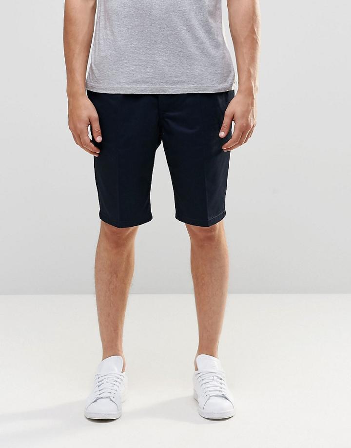 Pull & Bear Chino Shorts In Navy - Navy Blue