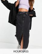 Asos Design Hourglass Organic Cotton Blend Denim 90's Maxi Skirt In Washed Black
