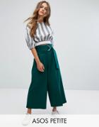 Asos Petite Clean Culotte With Oversized D Ring Detail Belt - Green