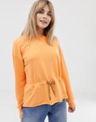 Vero Moda Bright Sweatshirt With Tie Waist-orange