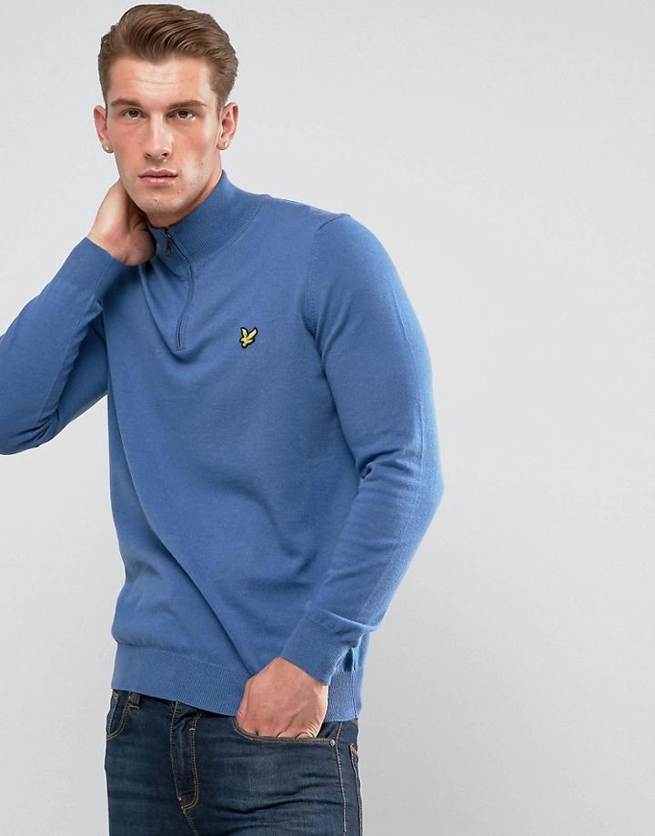 Lyle & Scott 1/4 Zip Merino Sweater Blue - Blue