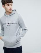 Tommy Hilfiger Chest Embroidered Logo Hoodie In Gray Marl - Gray