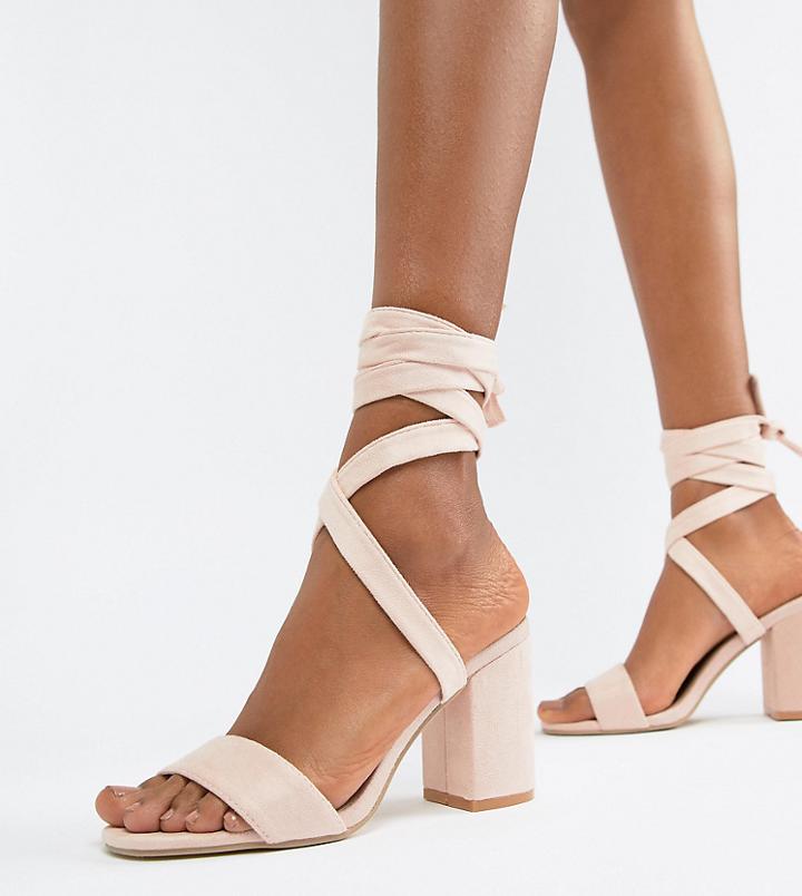 Park Lane Tie Leg Block Heeled Sandals - Beige