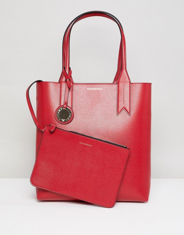 Emporio Armani Shopper Bag With Mini Clutch - Red