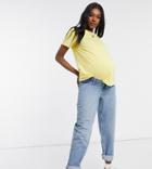 Asos Design Maternity Ultimate Organic Cotton T-shirt With Crew Neck In Sunshine-yellow