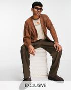 Reclaimed Vintage Inspired Cardigan In Rust & Gray Heather-multi