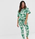 Asos Design Palm Print Pyjama Legging Set - Multi