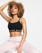 Na-kd Logo Print Crop Top In Black