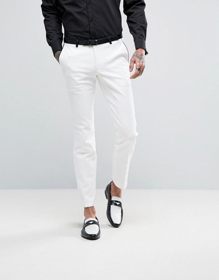 Noose & Monkey Super Skinny Pants With Piping - White