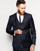 Asos Slim Suit Jacket In 100% Wool - Navy