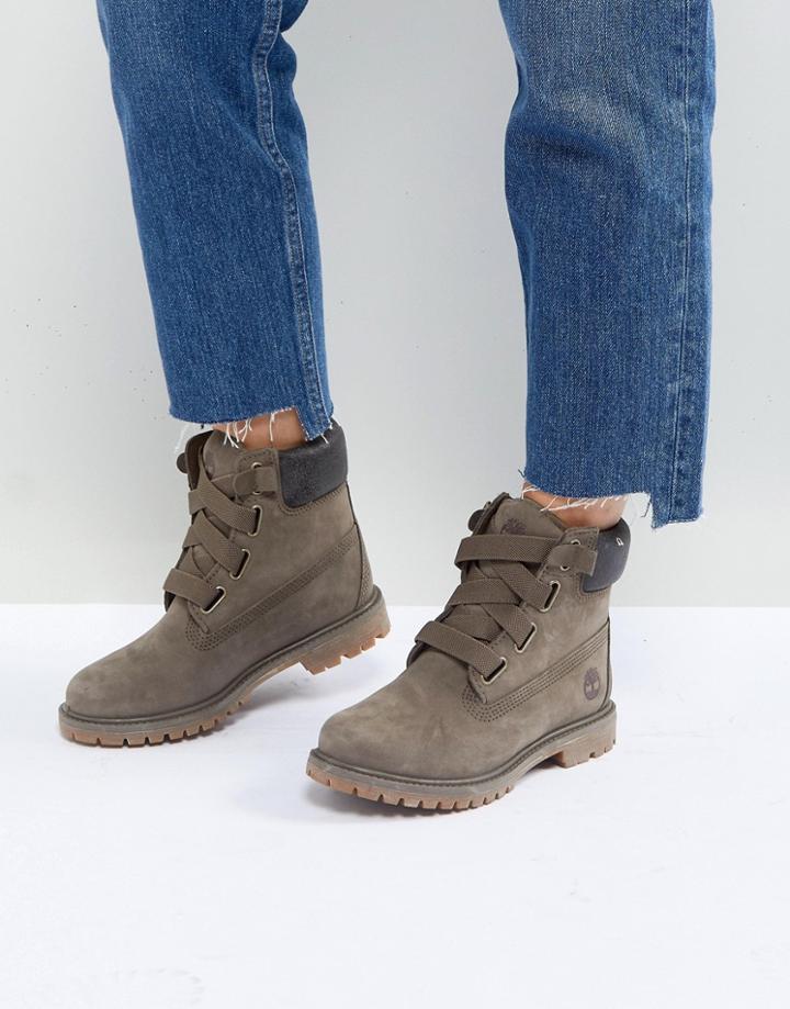 Timberland Convenience Canteen Khaki Flat Leather Ankle Boots - Green