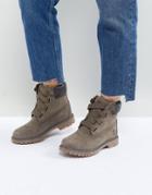 Timberland Convenience Canteen Khaki Flat Leather Ankle Boots - Green