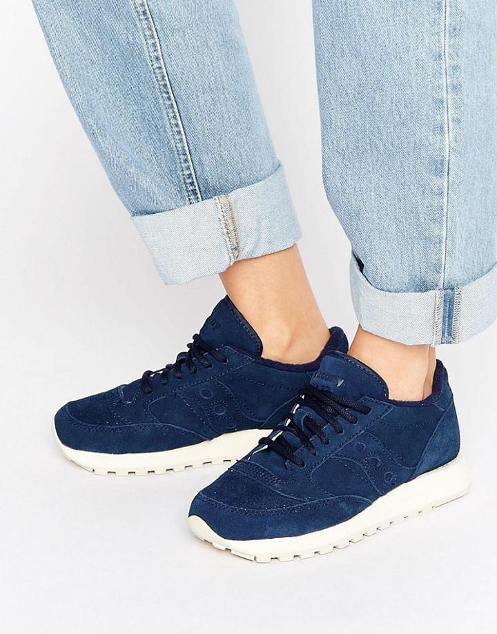 Saucony Jazz O Suede Sneakers In Navy - Navy