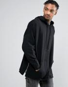 Asos Oversized Longline Hoodie With Side Zips - Black