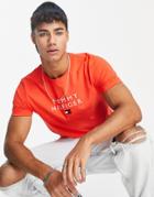 Tommy Hilfiger Stacked Chest Logo T-shirt In Black-red