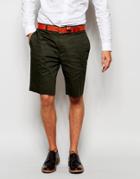 Asos Skinny Fit Smart Shorts In Cotton Sateen - Green