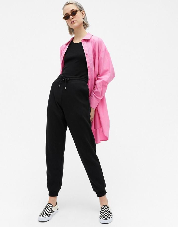 Monki Kardi Organic Blend Cotton Sweatpants In Black