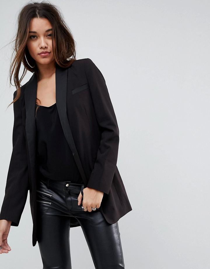 Asos Matte And Shine Blazer Tux - Black