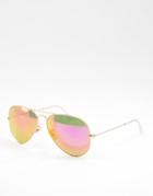 Ray-ban Aviator Sunglasses In Gold With Pink Mirror Lens