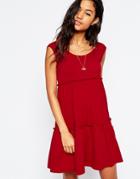 Asos Tiered Swing Dress - Red