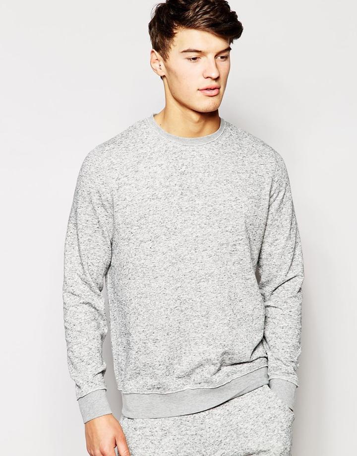 Asos Loungewear Sweatshirt With Raw Edge Detail - Gray Marl
